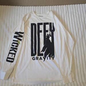 Wicked Movie White Long Sleeve Tee with Black Graphics